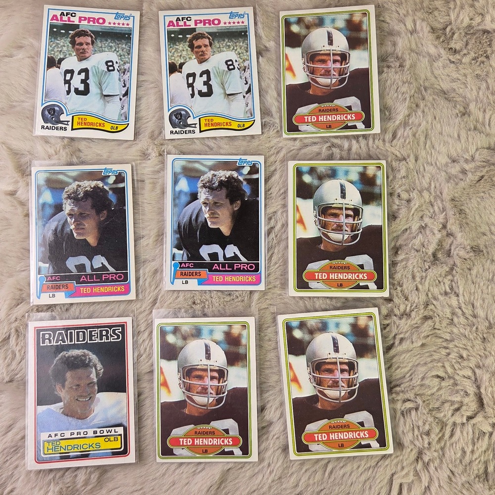 9 Ted Hendricks Topps Football Card Lot Raiders Hall of Fame 1980 1981 1983